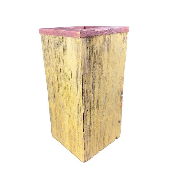 Eric Erf Primitive Barn Wood Vase Vessel Vintage Decor Hand Made Reclaimed VTG - Picture 2 of 15